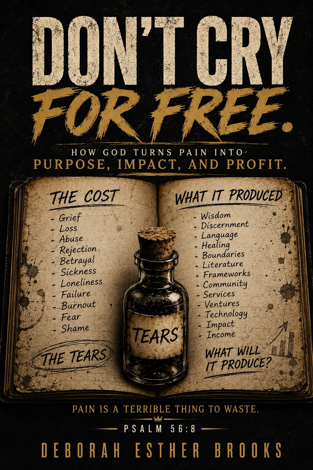 Book cover — Don't Cry for Free: How God Turns Pain Into Purpose, Impact, and Profit by Deborah Esther Brooks